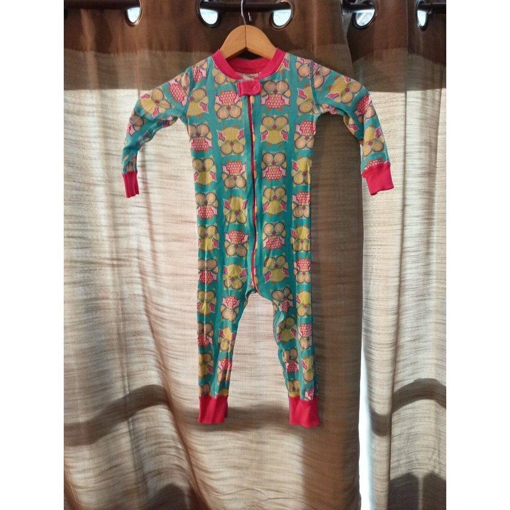 Girls Hannah Andersson Owl Pajama Sleeper 100% Organic Cotton Size 3